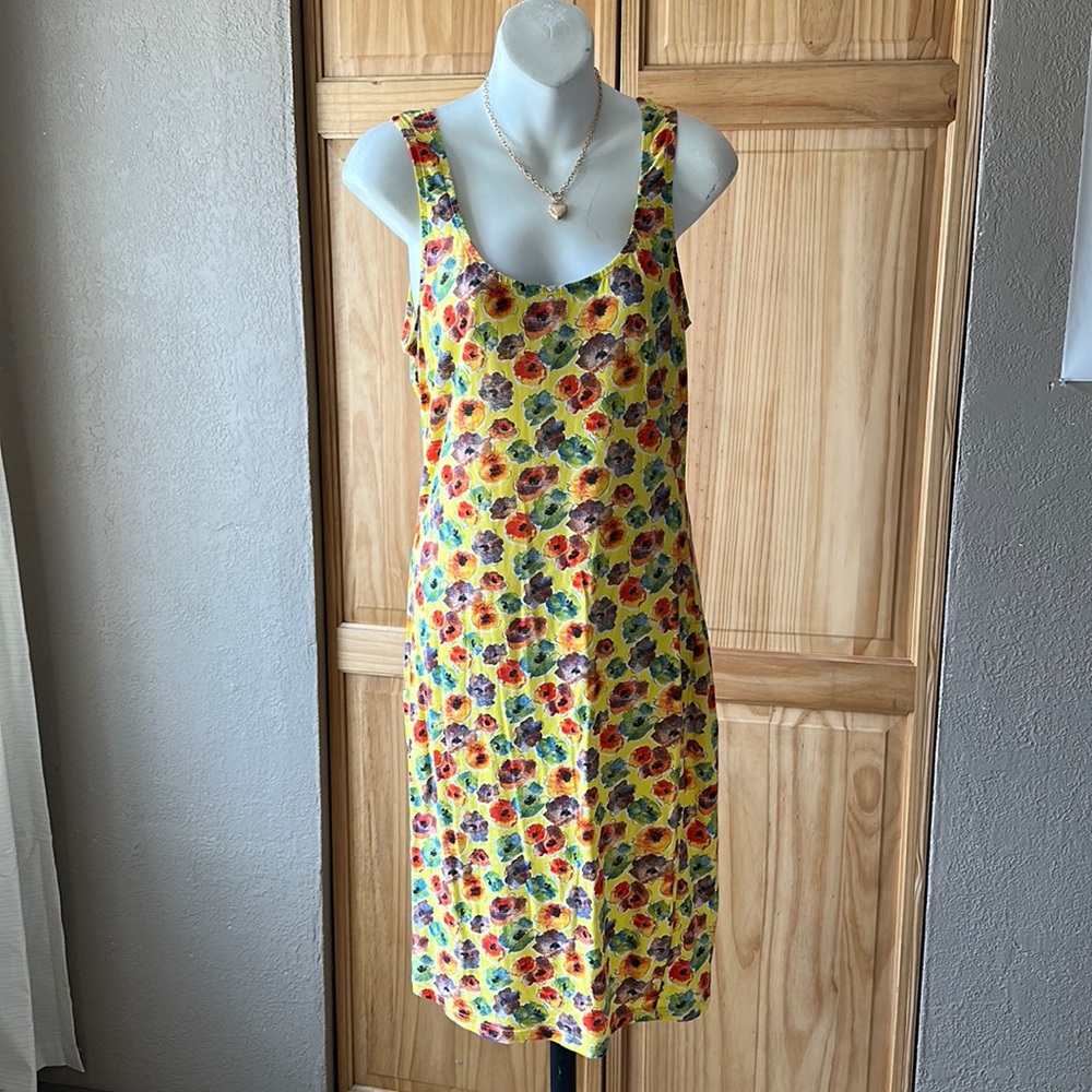Vintage United Colors of Benetton Yellow Floral Bodycon Dress